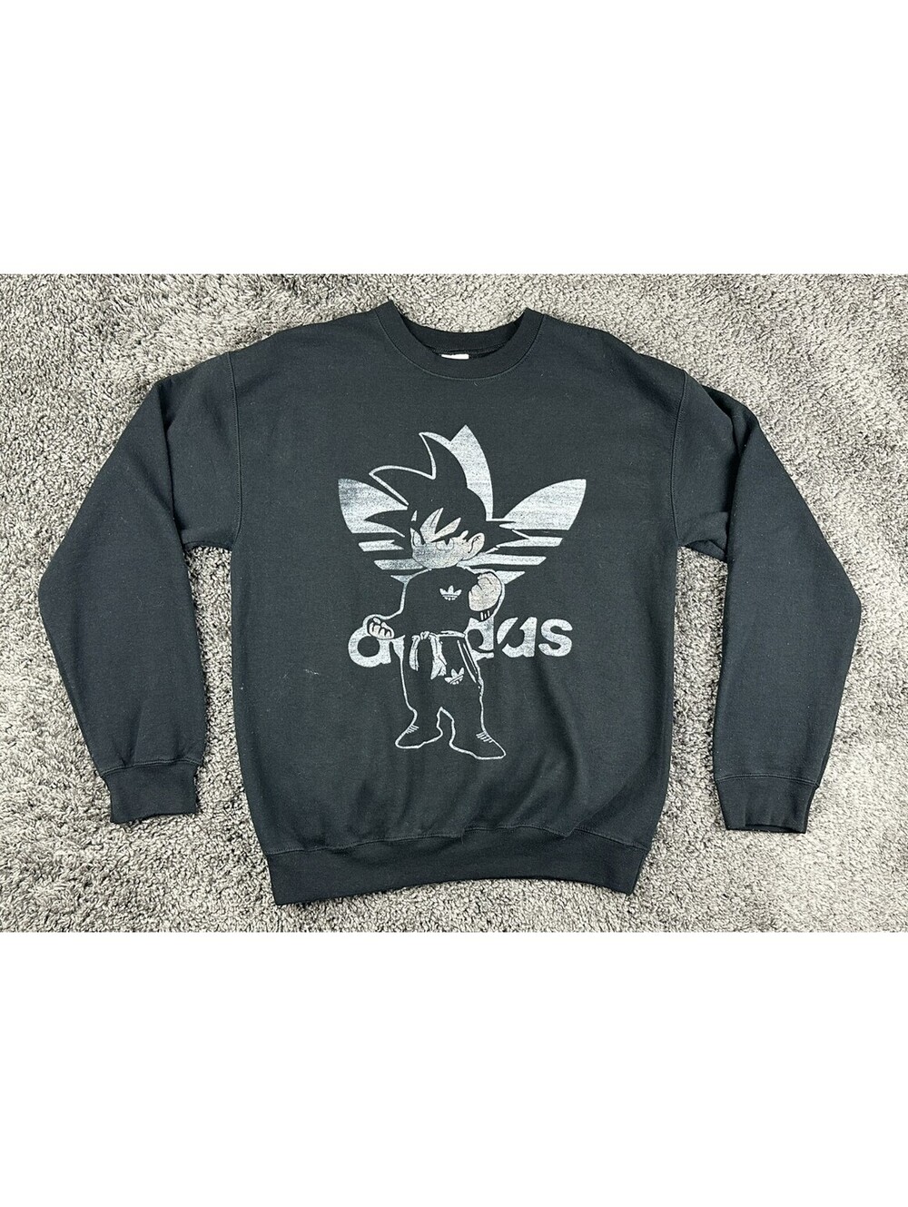 Dragon Ball Z Goku Adidas Graphic Sweatshirt Mens Medium Black Crewneck Fleece